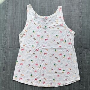 LOFT White Tank with Colorful Beach Print